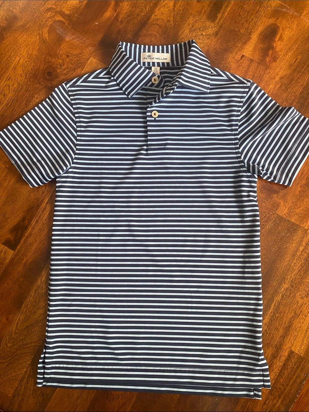 Peter Millar Navy and Light Blue Striped Boy’s Polo Shirt Size XS 5-6